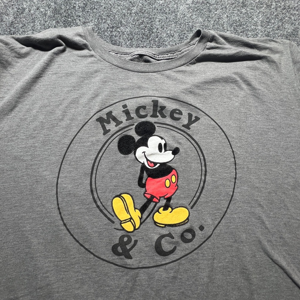 Disney Mickey & Co Mens 3XL Gray Graphic T-Shirt Mickey Mouse Short Sleeve Tee